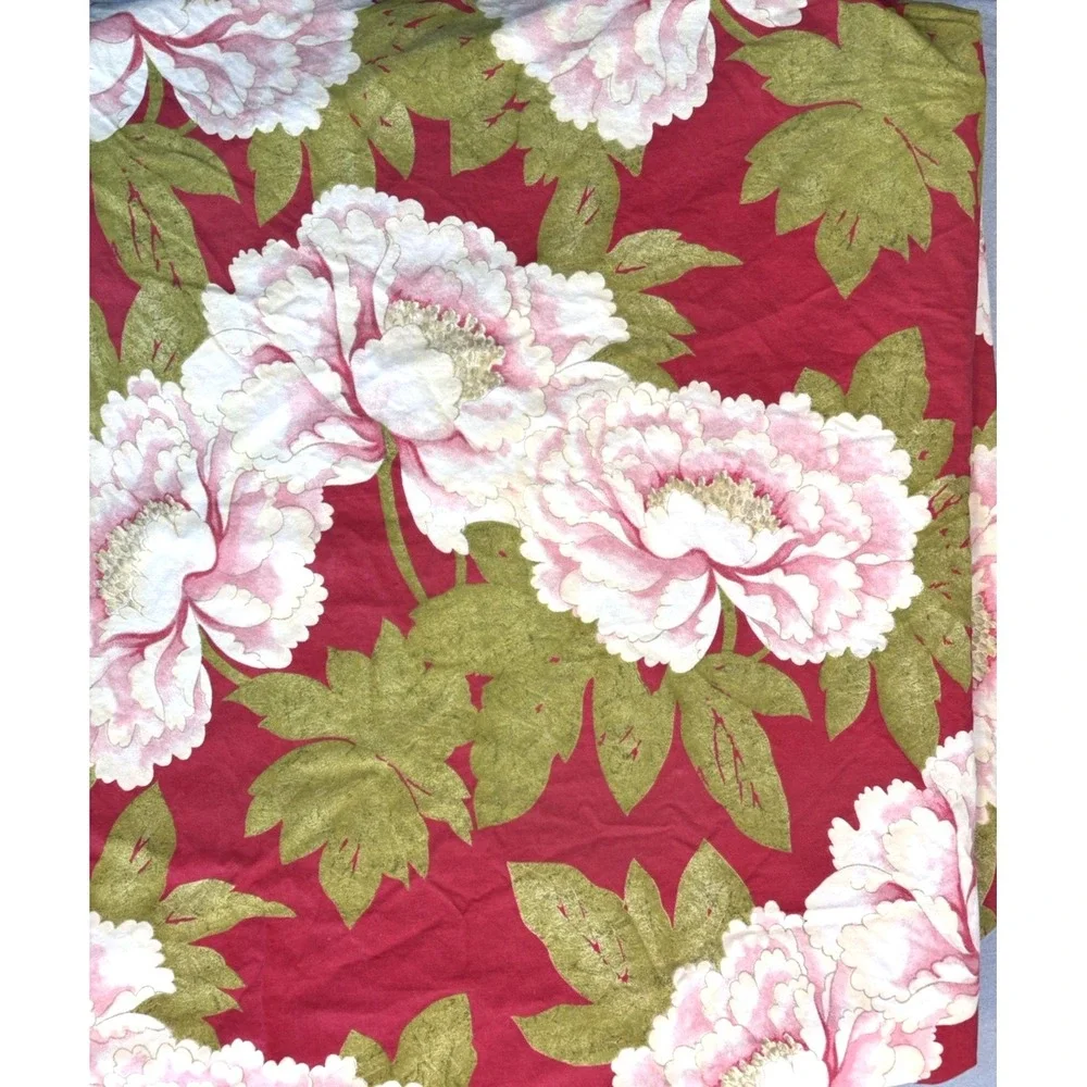 Sydney Pottery Barn King Duvet Cover Red Raspberry Pink White Peony + 1 Sham